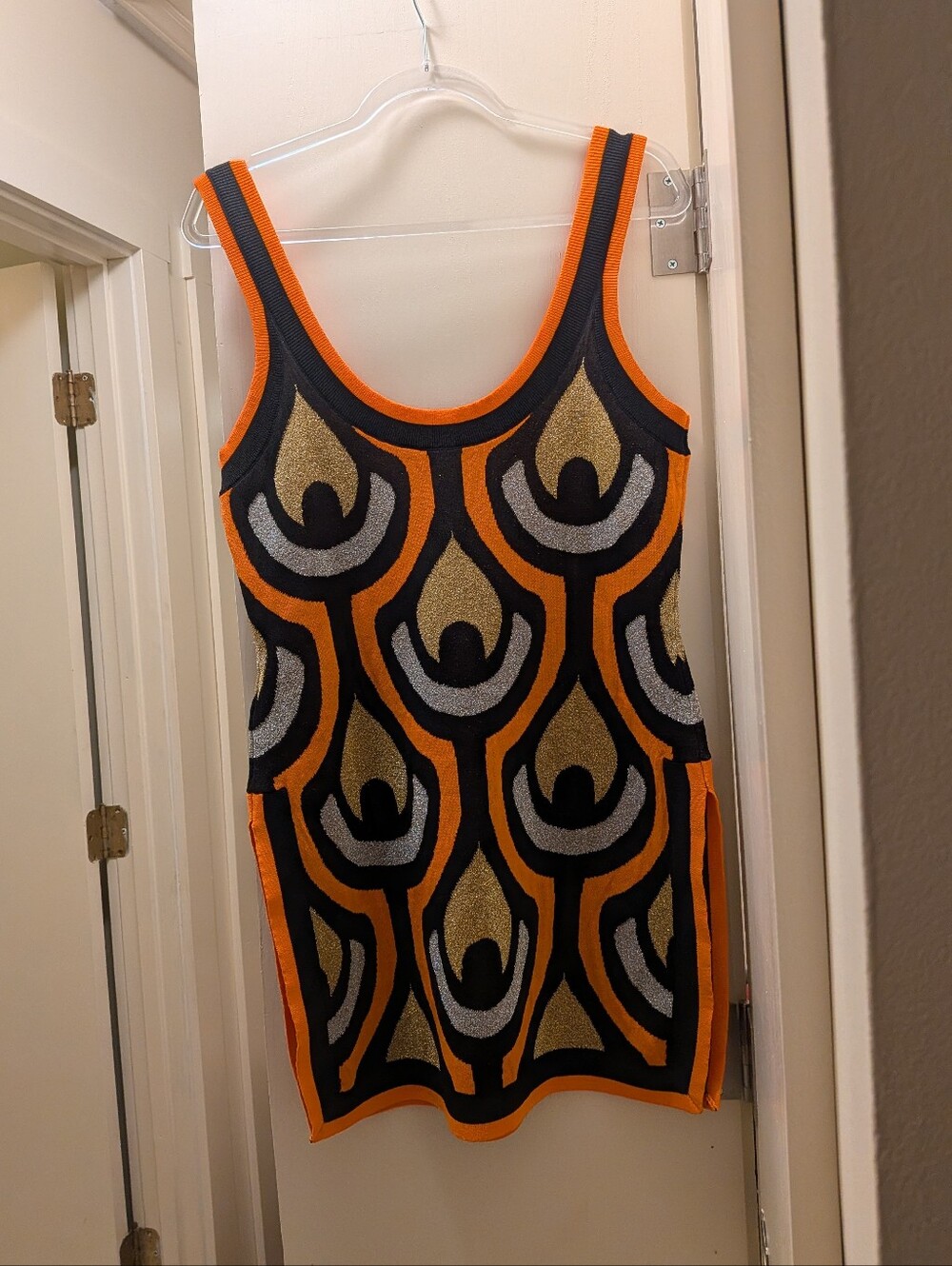 Rabanne X H&M Orange, Black, Gold and Silver Sleeveless Tunic Large - Picture 4 of 9